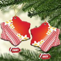 Tahiti Plumeria Tribal Pattern Ceramic Ornament Wave Style Red LT05 Snow Flake Red - Polynesian Pride