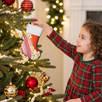 Tahiti Plumeria Tribal Pattern Christmas Stocking Wave Style Red LT05 - Polynesian Pride