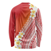 Tahiti Plumeria Tribal Pattern Long Sleeve Shirt Wave Style Red LT05 - Polynesian Pride