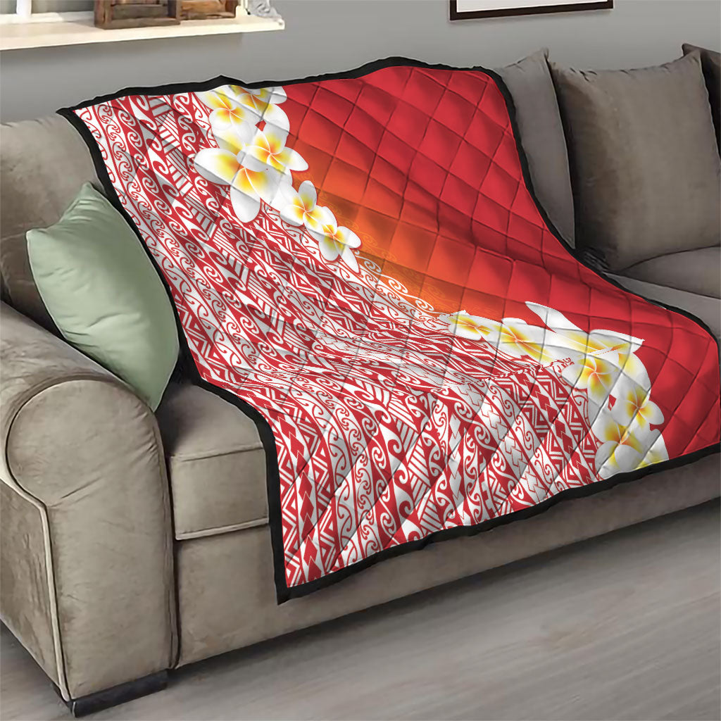 Tahiti Plumeria Tribal Pattern Quilt Wave Style Red LT05 - Polynesian Pride
