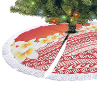Tahiti Plumeria Tribal Pattern Tree Skirt Wave Style Red LT05 - Polynesian Pride