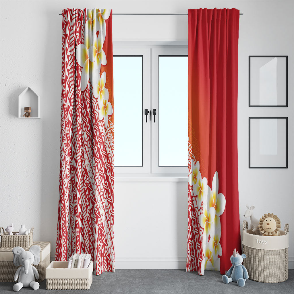 Tahiti Plumeria Tribal Pattern Window Curtain Wave Style Red LT05 - Polynesian Pride