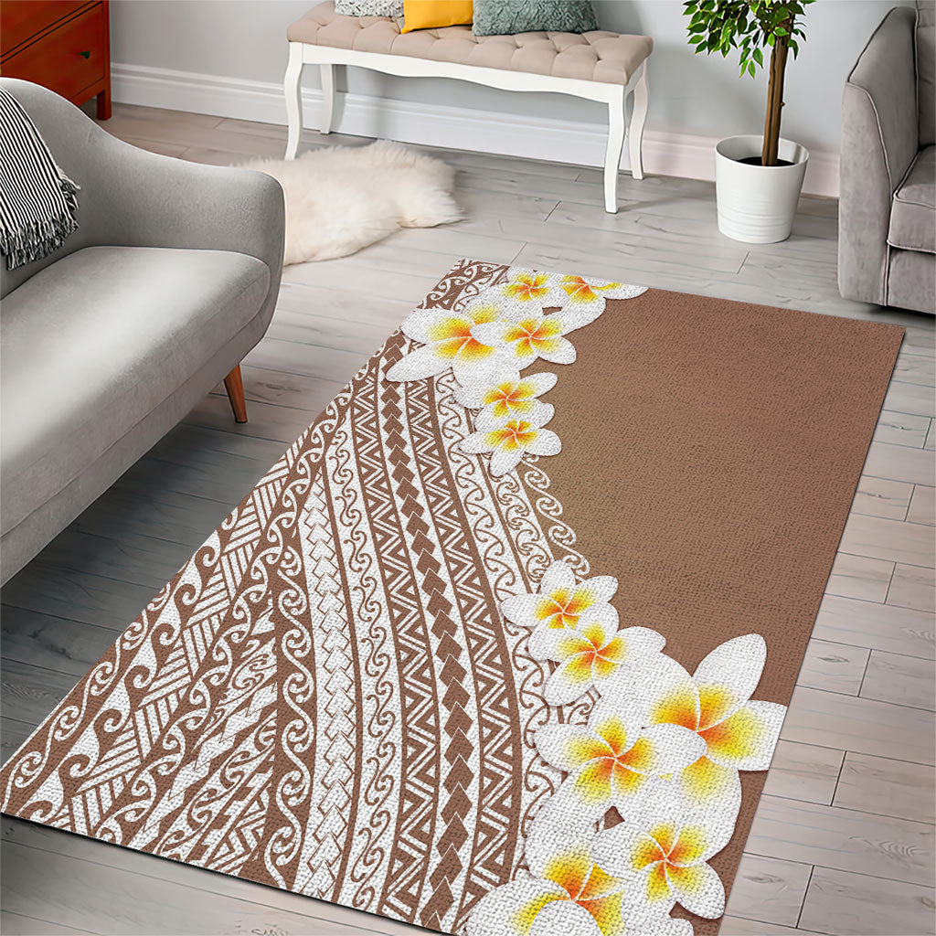 Tahiti Plumeria Tribal Pattern Area Rug Wave Style Brown LT05 - Polynesian Pride