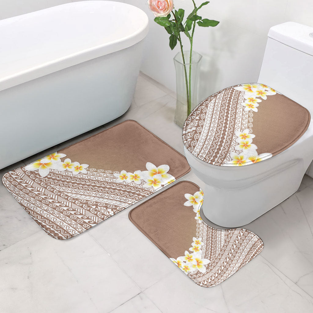 Tahiti Plumeria Tribal Pattern Bathroom Set Wave Style Brown LT05 - Polynesian Pride