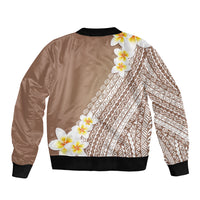 Tahiti Plumeria Tribal Pattern Bomber Jacket Wave Style Brown LT05 - Polynesian Pride