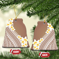 Tahiti Plumeria Tribal Pattern Ceramic Ornament Wave Style Brown LT05 Bell Flake Brown - Polynesian Pride