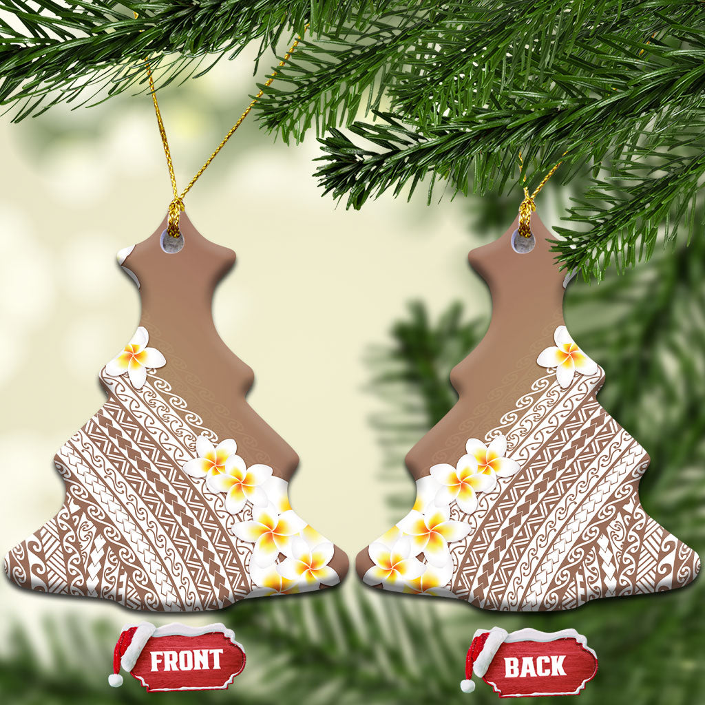 Tahiti Plumeria Tribal Pattern Ceramic Ornament Wave Style Brown LT05 Christmas Tree Brown - Polynesian Pride