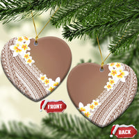 Tahiti Plumeria Tribal Pattern Ceramic Ornament Wave Style Brown LT05 Heart Brown - Polynesian Pride