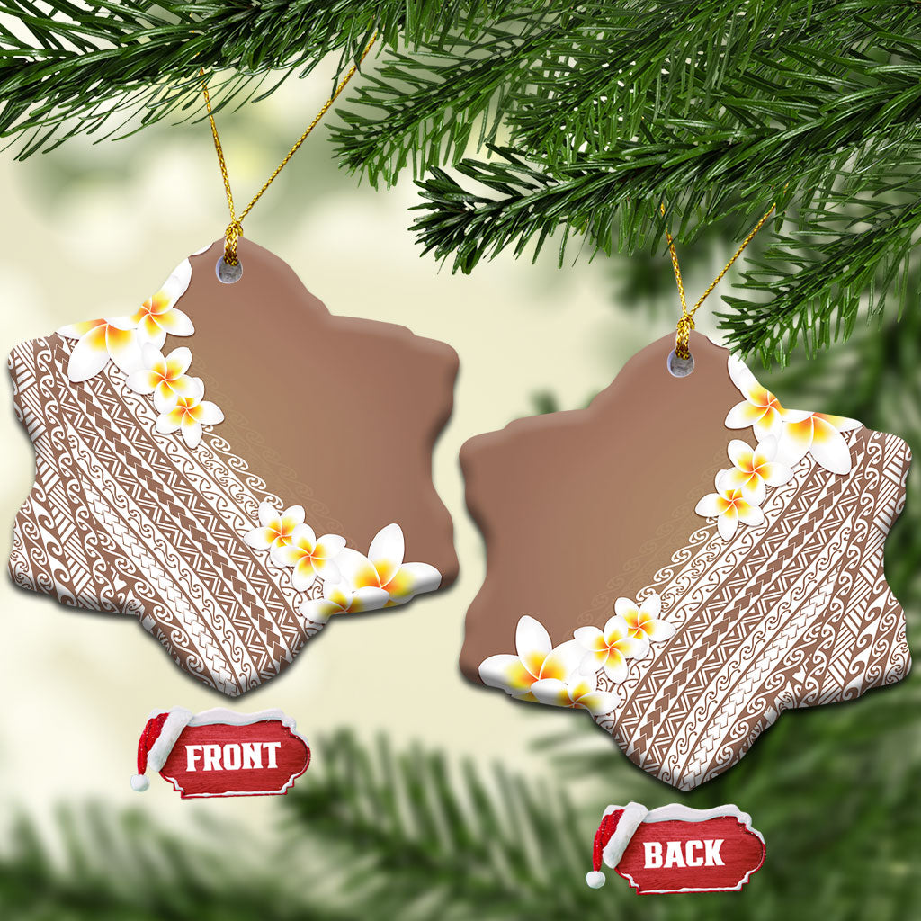 Tahiti Plumeria Tribal Pattern Ceramic Ornament Wave Style Brown LT05 Snow Flake Brown - Polynesian Pride