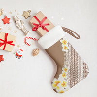 Tahiti Plumeria Tribal Pattern Christmas Stocking Wave Style Brown LT05 - Polynesian Pride