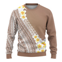 Tahiti Plumeria Tribal Pattern Ugly Christmas Sweater Wave Style Brown LT05 - Polynesian Pride