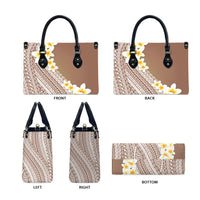 Tahiti Plumeria Tribal Pattern Leather Bag Wave Style Brown LT05 - Polynesian Pride