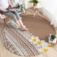 Tahiti Plumeria Tribal Pattern Round Carpet Wave Style Brown LT05 - Polynesian Pride