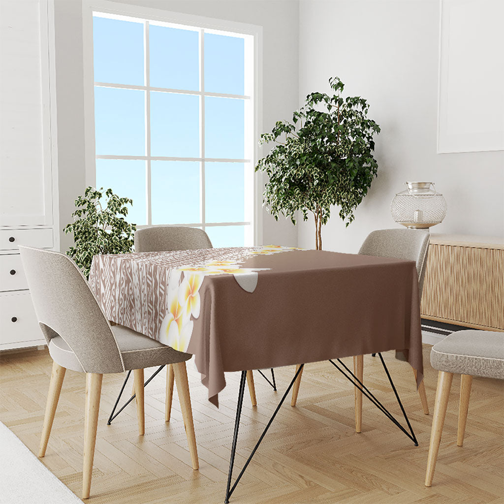 Tahiti Plumeria Tribal Pattern Tablecloth Wave Style Brown LT05 - Polynesian Pride