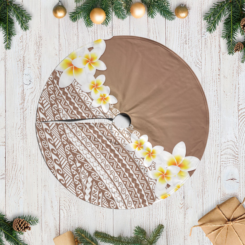 Tahiti Plumeria Tribal Pattern Tree Skirt Wave Style Brown LT05 Casual Brown - Polynesian Pride