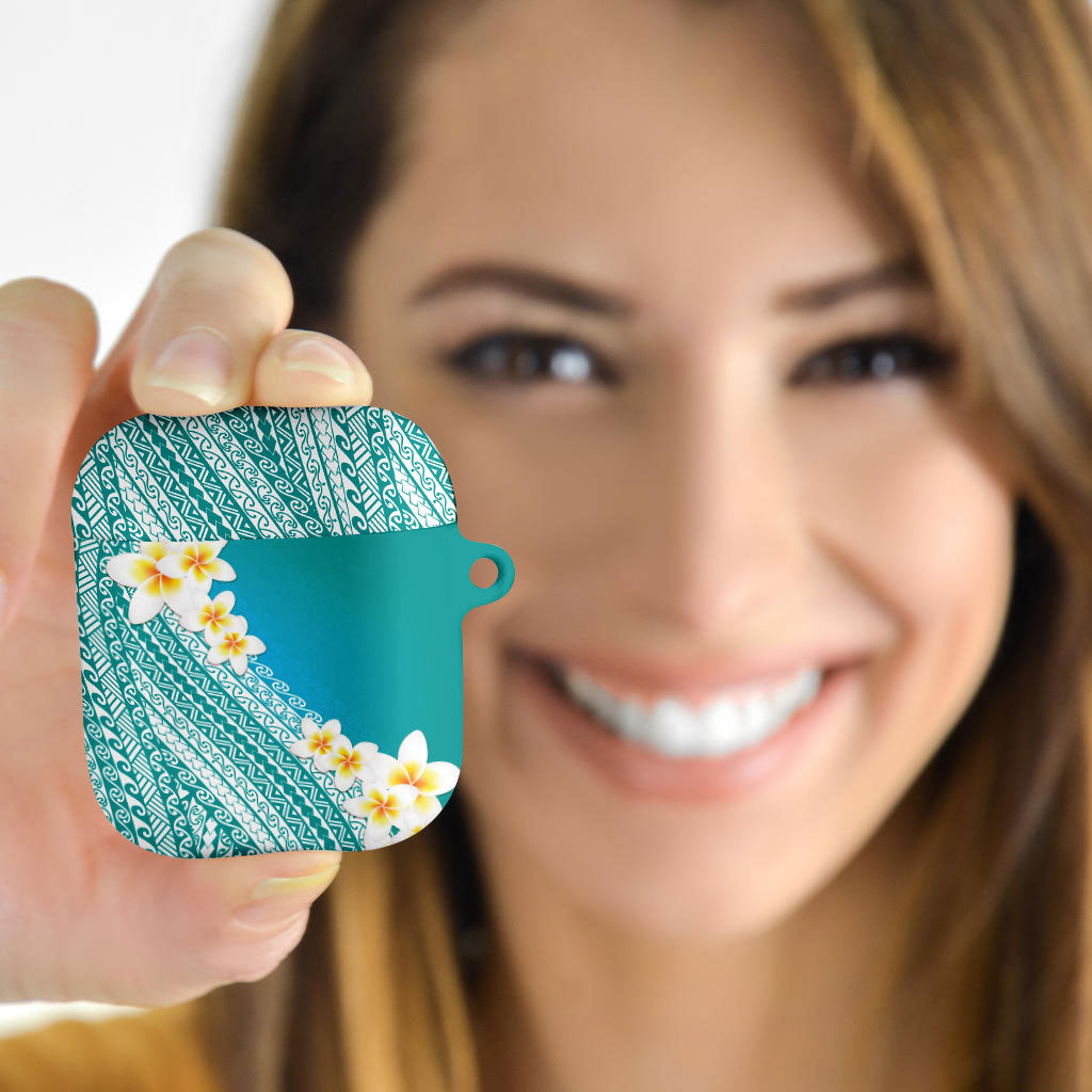 Tahiti Plumeria Tribal Pattern AirPods Case Wave Style Turquoise LT05 - Polynesian Pride