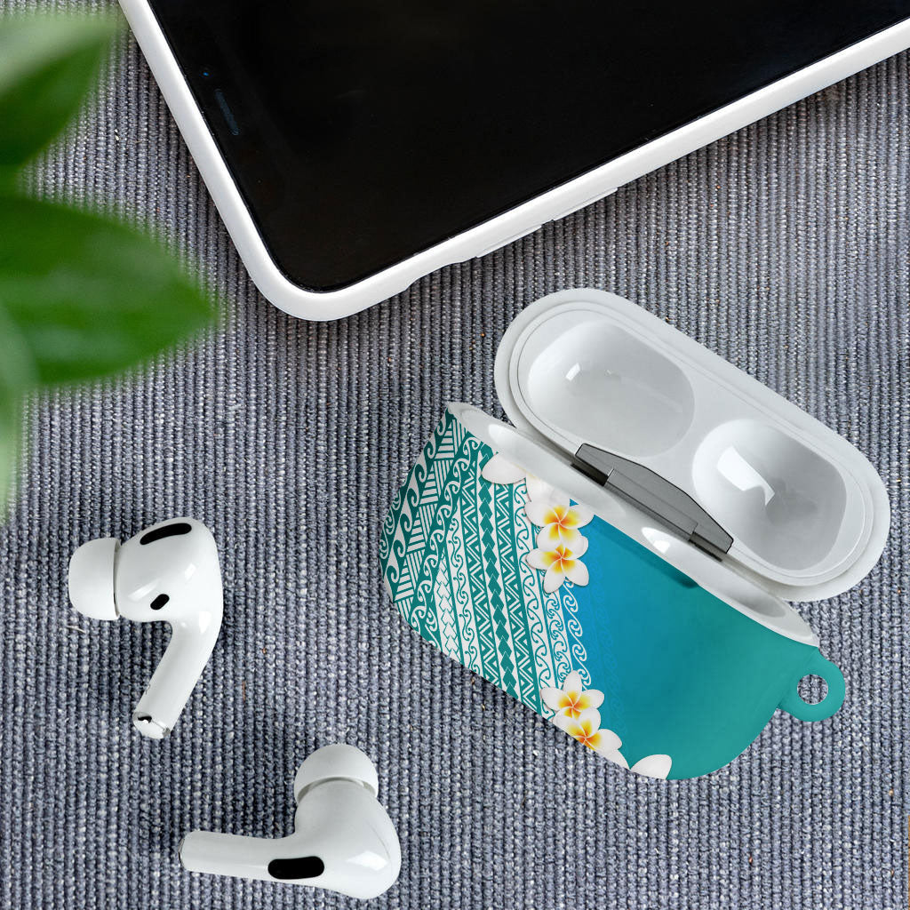 Tahiti Plumeria Tribal Pattern AirPods Case Wave Style Turquoise LT05 - Polynesian Pride