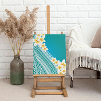 Tahiti Plumeria Tribal Pattern Canvas Wall Art Wave Style Turquoise LT05 - Polynesian Pride