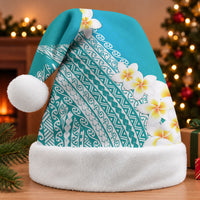 Tahiti Plumeria Tribal Pattern Christmas Santa Hat Wave Style Turquoise LT05 Without Fur Turquoise - Polynesian Pride