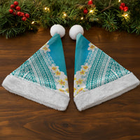 Tahiti Plumeria Tribal Pattern Christmas Santa Hat Wave Style Turquoise LT05 - Polynesian Pride