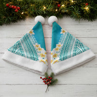 Tahiti Plumeria Tribal Pattern Christmas Santa Hat Wave Style Turquoise LT05 - Polynesian Pride