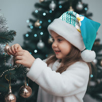 Tahiti Plumeria Tribal Pattern Christmas Santa Hat Wave Style Turquoise LT05 - Polynesian Pride