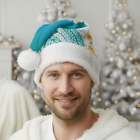 Tahiti Plumeria Tribal Pattern Christmas Santa Hat Wave Style Turquoise LT05 - Polynesian Pride