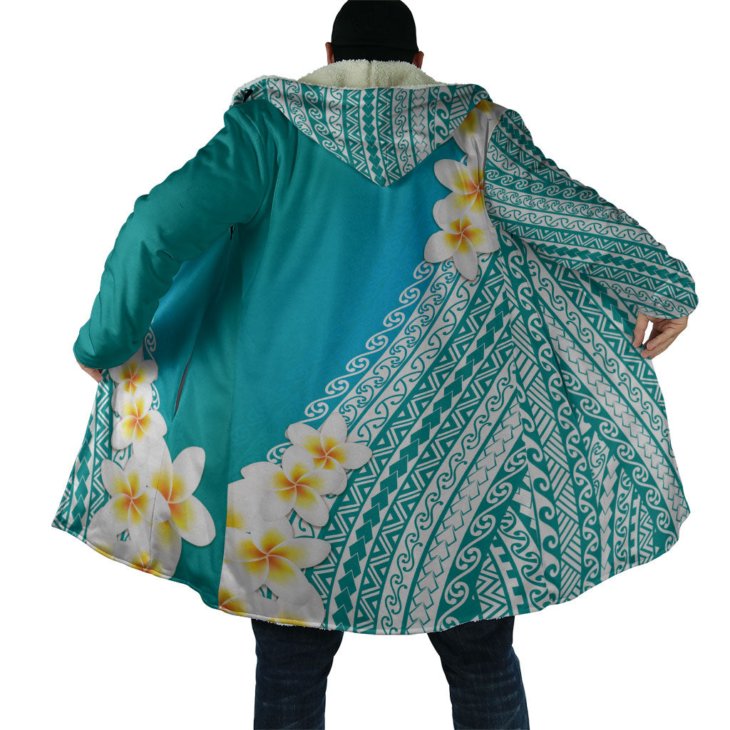 Tahiti Plumeria Tribal Pattern Cloak Wave Style Turquoise LT05 - Polynesian Pride