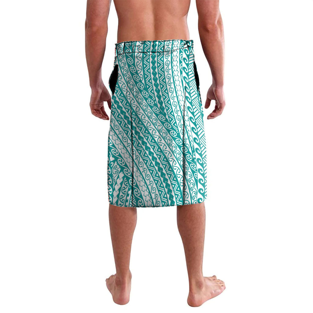 Tahiti Plumeria Tribal Pattern Lavalava Wave Style Turquoise LT05 - Polynesian Pride