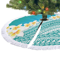 Tahiti Plumeria Tribal Pattern Tree Skirt Wave Style Turquoise LT05 - Polynesian Pride