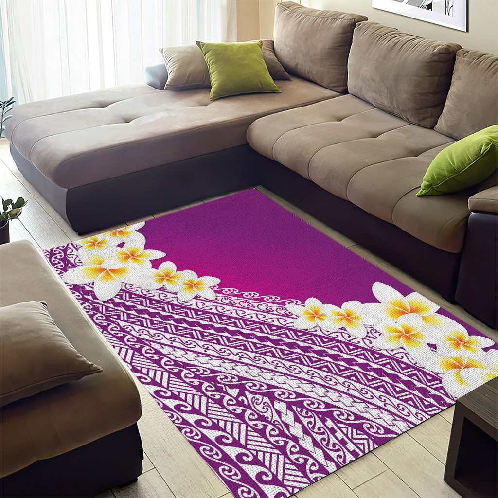 Tahiti Plumeria Tribal Pattern Area Rug Wave Style Purple LT05 - Polynesian Pride