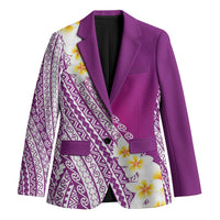 Tahiti Plumeria Tribal Pattern Blazer Wave Style Purple LT05 Unisex Purple - Polynesian Pride