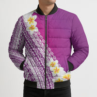 Tahiti Plumeria Tribal Pattern Bomber Puffer Jacket Wave Style Purple LT05 - Polynesian Pride