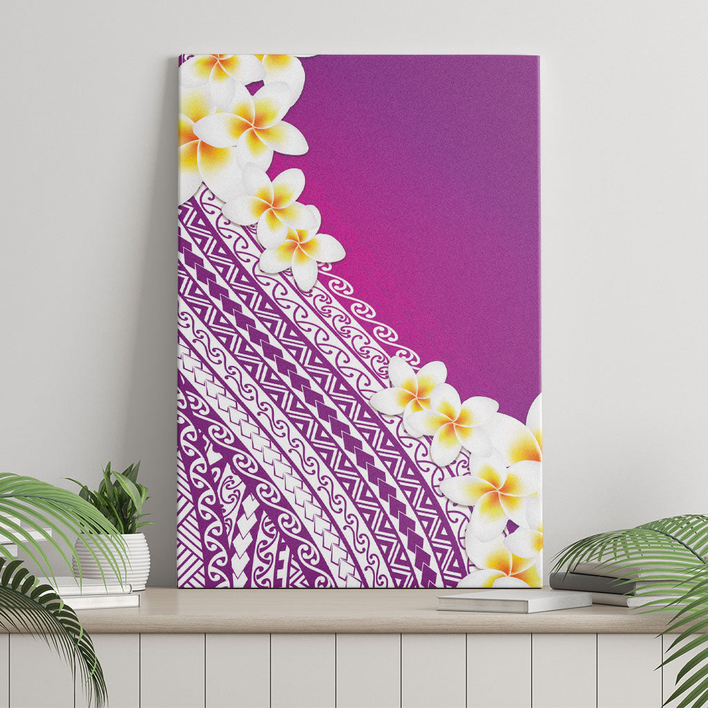 Tahiti Plumeria Tribal Pattern Canvas Wall Art Wave Style Purple LT05 - Polynesian Pride