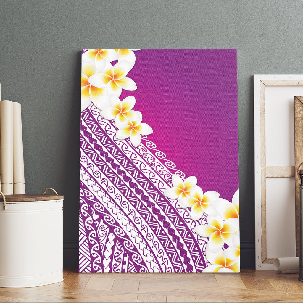Tahiti Plumeria Tribal Pattern Canvas Wall Art Wave Style Purple LT05 - Polynesian Pride