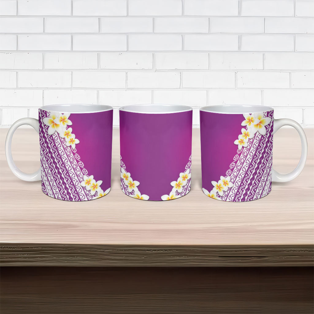 Tahiti Plumeria Tribal Pattern Ceramic Mug Wave Style Purple LT05 - Polynesian Pride