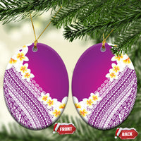 Tahiti Plumeria Tribal Pattern Ceramic Ornament Wave Style Purple LT05 Oval Purple - Polynesian Pride