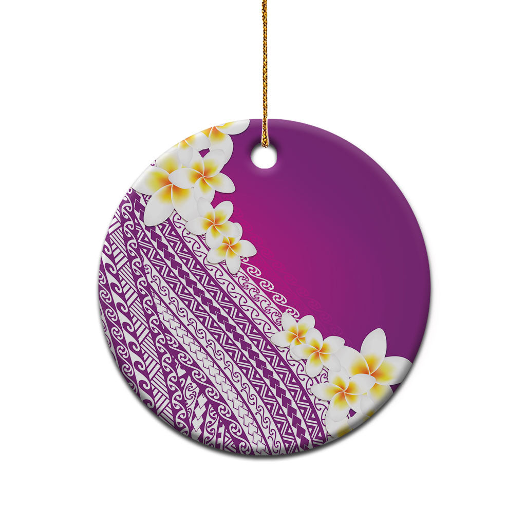 Tahiti Plumeria Tribal Pattern Ceramic Ornament Wave Style Purple LT05 - Polynesian Pride