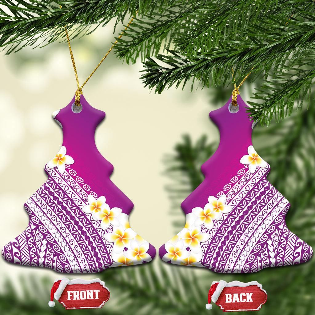 Tahiti Plumeria Tribal Pattern Ceramic Ornament Wave Style Purple LT05 Christmas Tree Purple - Polynesian Pride