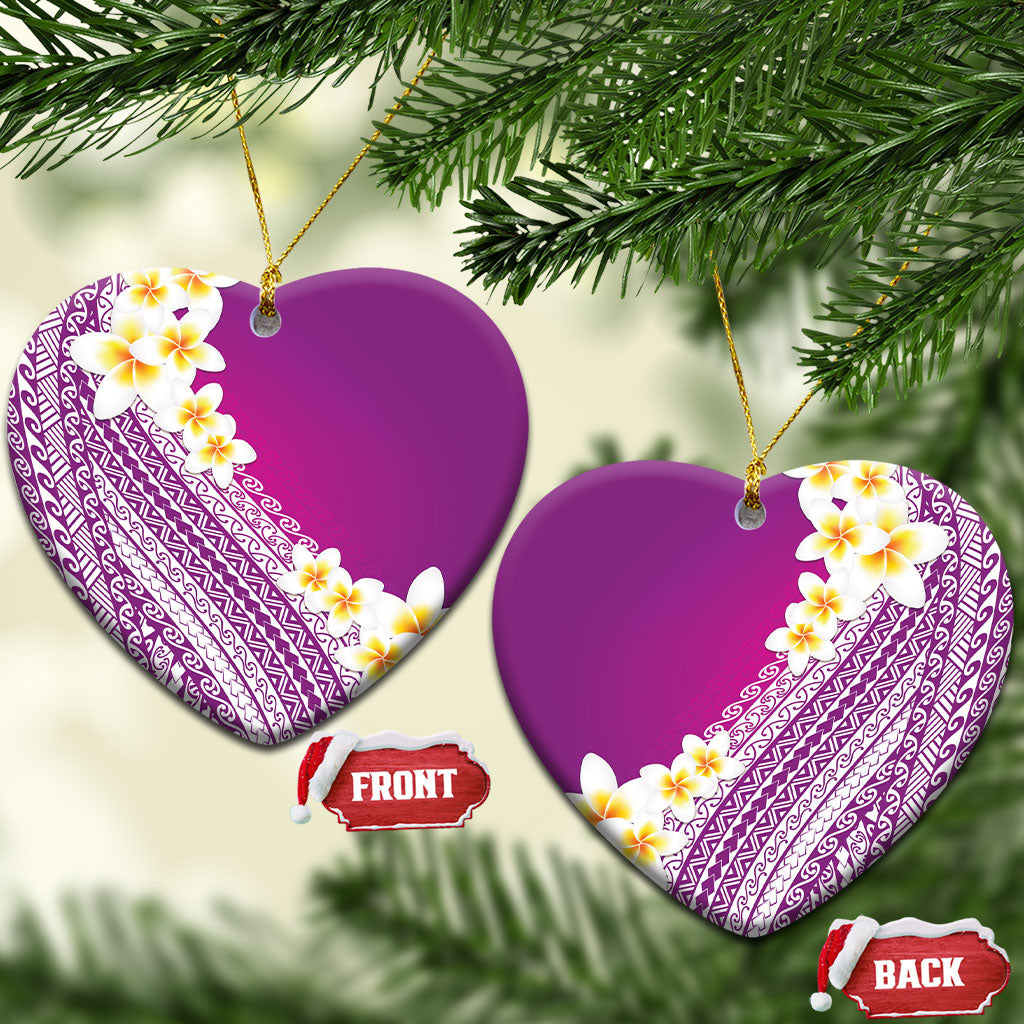 Tahiti Plumeria Tribal Pattern Ceramic Ornament Wave Style Purple LT05 Heart Purple - Polynesian Pride