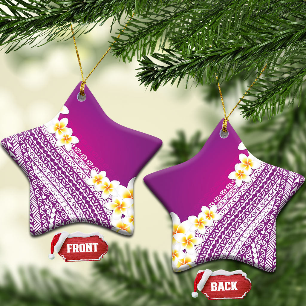Tahiti Plumeria Tribal Pattern Ceramic Ornament Wave Style Purple LT05 Star Purple - Polynesian Pride