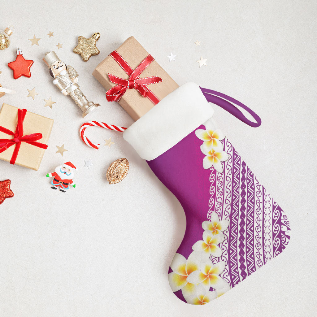 Tahiti Plumeria Tribal Pattern Christmas Stocking Wave Style Purple LT05 - Polynesian Pride
