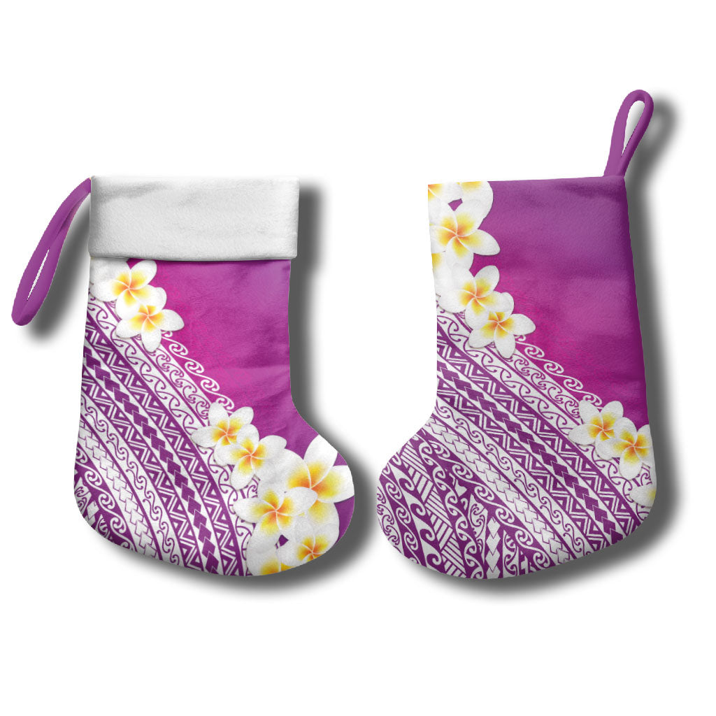 Tahiti Plumeria Tribal Pattern Christmas Stocking Wave Style Purple LT05 - Polynesian Pride