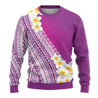 Tahiti Plumeria Tribal Pattern Ugly Christmas Sweater Wave Style Purple LT05 - Polynesian Pride
