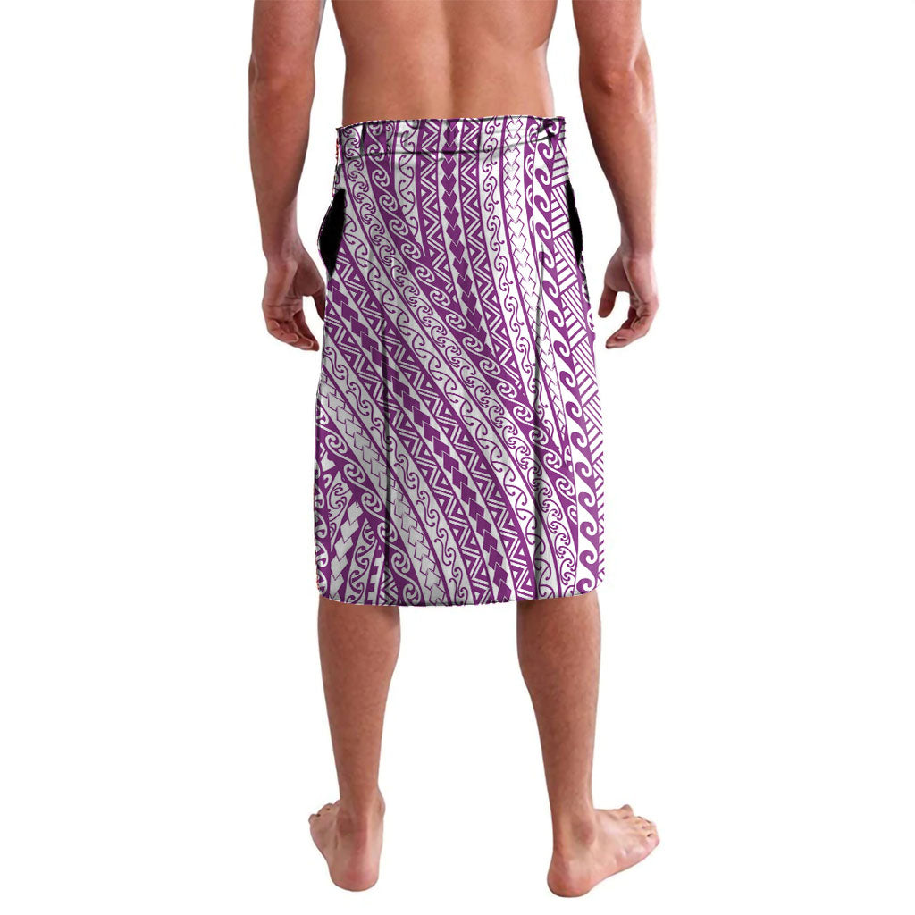 Tahiti Plumeria Tribal Pattern Lavalava Wave Style Purple LT05 - Polynesian Pride