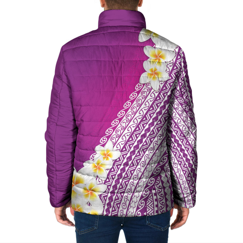 Tahiti Plumeria Tribal Pattern Padded Jacket Wave Style Purple LT05 - Polynesian Pride