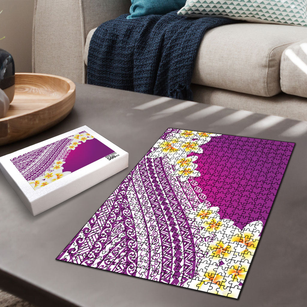 Tahiti Plumeria Tribal Pattern Puzzle Wave Style Purple LT05 - Polynesian Pride