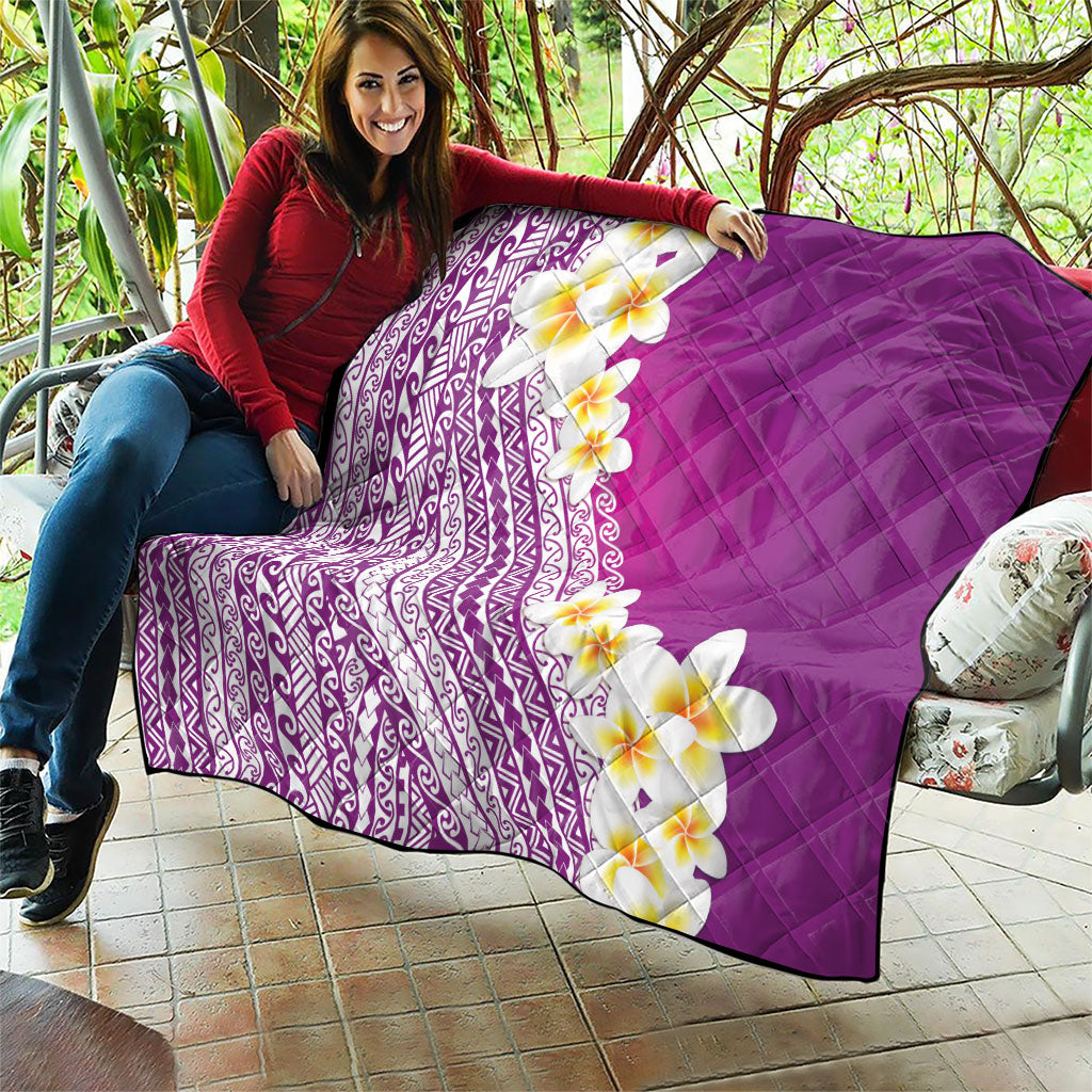 Tahiti Plumeria Tribal Pattern Quilt Wave Style Purple LT05 - Polynesian Pride