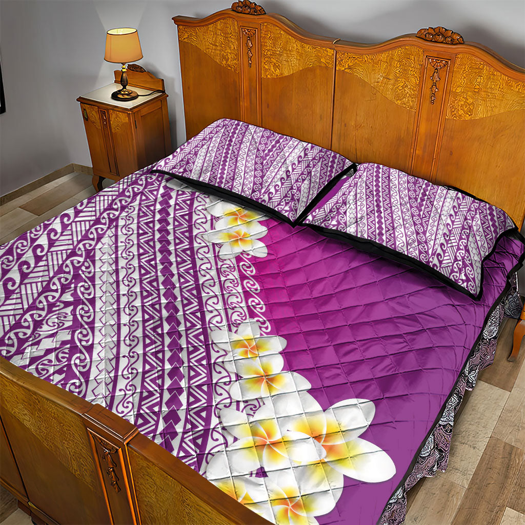 Tahiti Plumeria Tribal Pattern Quilt Bed Set Wave Style Purple LT05 - Polynesian Pride