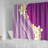 Tahiti Plumeria Tribal Pattern Shower Curtain Wave Style Purple LT05 - Polynesian Pride